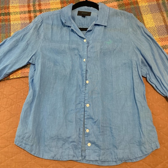 Blue Linen Blouse - Picture 2 of 6